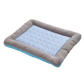 Pet Cooling Pad Bed For Dogs Cats Puppy Kitten Cool Mat Pet Blanket Ice Silk Material Soft For Summer Sleeping  Blue Breathable (Option: Blue-L)