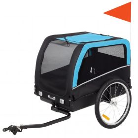 Dog Bike Trailer, Pet Cart Bicycle Carrier with 20" Air Tires, Quick-Release Wheels, Reflectors, Flag (Option: Blue-815x299x610 mm)