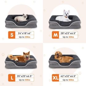 Memory Foam Pet Bed For Small Dogs & Cats With Washable Removable Cover Non-Slip Base Waterproof Liner (Option: Grey S)