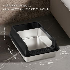 Only Self Pickup---Stainless Steel Cat Litter Box (Option: XL15  Black LSJ2)