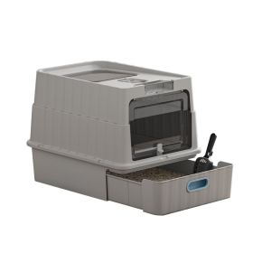 Only Self Pickup---Drawer Cat Litter Box (Option: Gray)