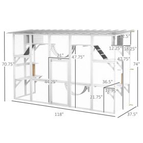 Cat Window Box , Large Catio With Shelves & Bridges, Outside Enclosure For Multiple Cats, Multiple Packages Shipped. Please Pay Attention To The (Option: White)