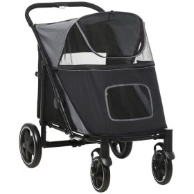 Dog Stroller for Large Medium Small Dogs up to 66 Lbs. 23.5" in Body Length, One-Click Foldable Pet Cat Stroller with Storage, Shock Absorption W (Option: Gray-865x585x220 mm)