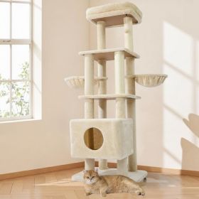 Gardner Pets Large Cat Tree For Medium To Large Cats, Heavy-Duty Cat Tower With Scratch Post And Washable Top Perch. Self-pickup Orders Supported (Option: 6Tier Basic Version Beige)