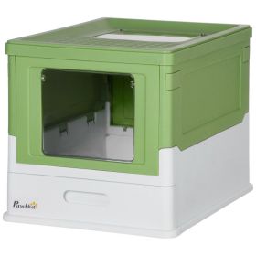 Fully Enclosed Cat Litter Box with Front Entry, Top Exit, Yellowish Green (Option: Yellowish Green-410x205x525 mm)