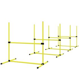 4 Piece Dog Agility Set With Adjustable Height Bars, Carry Bag, Displacing Top Bar, Yellow Yellow (Option: Yellow)