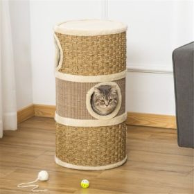 Wooden Cat House Cat Trees Cat Climbing Tower (Option: Khaki and Brown)