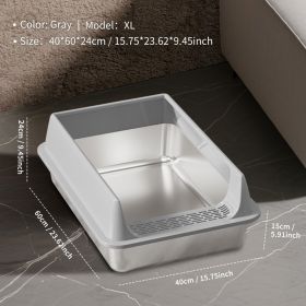 Only Self Pickup---Stainless Steel Cat Litter Box (Option: XL15  Grey LSJ2)