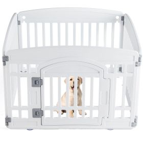 Dog Playpen Safe & Secure Indoor/Outdoor Pet Fence | Folding & Portable | Ideal for Small to Medium Dogs | Easy to Clean (Color: White/4-Panel)