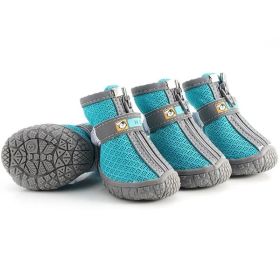 Non Slip Dog Shoes Warm Plush Lining Breathable Pet Boots for Paw Protection (Color / Size: Lake blue / 4 Fit width4-4.2cm)