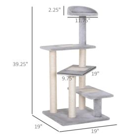 5-Level Revolving Stair Cat Tree Scratcher Climbing Activity Tower With Play Center And Resting Perch - Gray (Option: Beige grey)