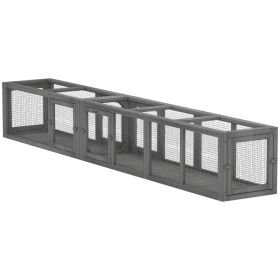 Wooden 98" Cat Tunnel for Outdoor with Combinable Design, 8 Doors, Dark Gray (Option: Dark Gray-1050x435x300 mm)