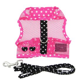 Cool Mesh Dog Harness Under the Sea Collection (Color: Sunglasses Pink and Black Polka Dot, size: medium)