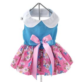 Pink and Blue Plumeria Floral Dog Dress (size: medium)